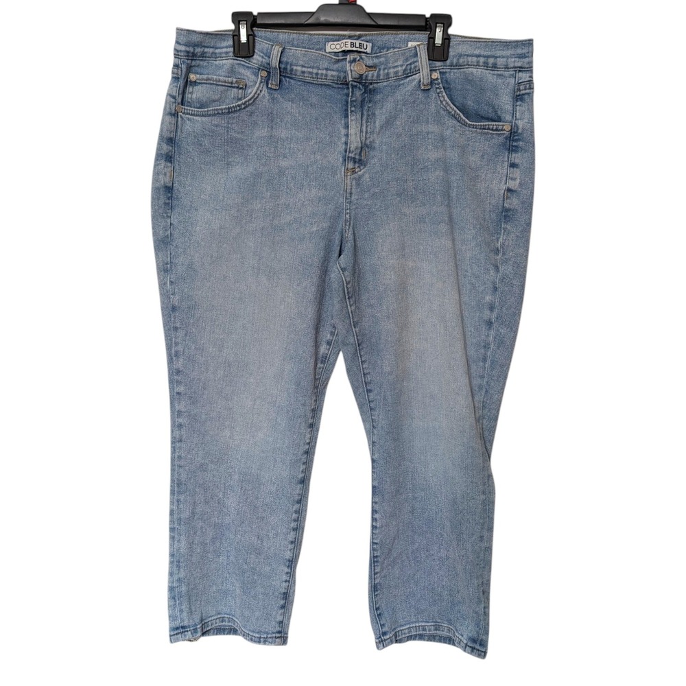 Code Bleu Boyfriend Jean Womens Light Wash Denim Stretch Cropped Blue Jeans 16W
